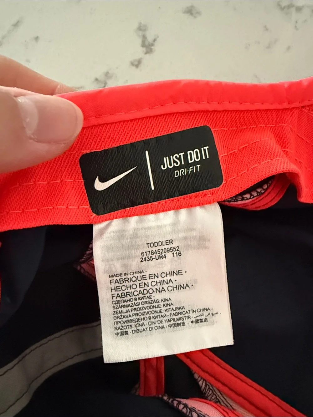 Nike Toddler Hat Dri-Fit Navy and pink Swoosh toddler size adjustable Velcro